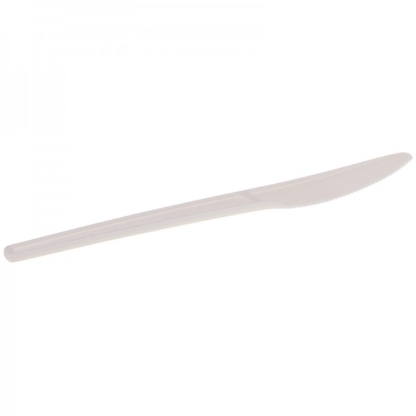 Mehrweg-Messer weiß aus CPLA 168mm, kompostierbar