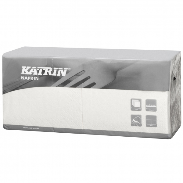 B8 Weiß Katrin Premium Servietten papier 240mm 3-lagig 1/4 Falz