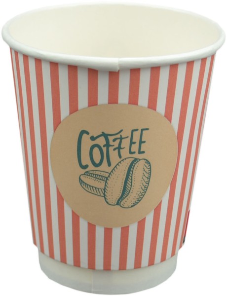B1 Doppelwand Kaffeebecher aus Pappe 200ml, Motiv "Kaffeebohnen", Coffee to Go