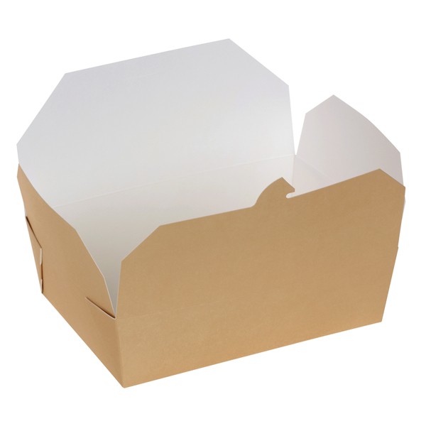 Take away Box mit PLA-Beschichtung braun/weiß 200x140x65mm 2000ml, naturesse 