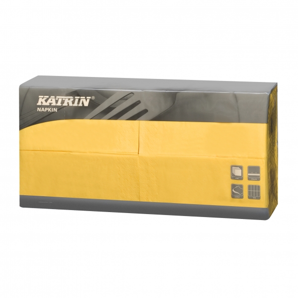 Gelb Katrin Premium Servietten papier 330mm 3-lagig 1/8 Falz
