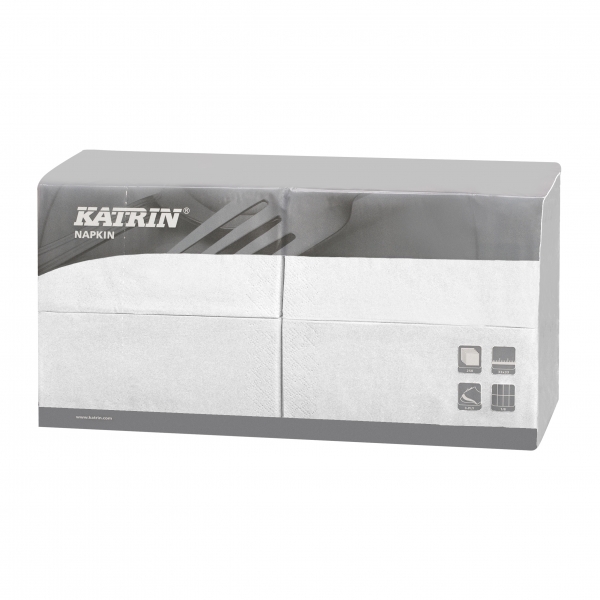 B6 Weiß Katrin Premium Servietten papier 330mm 3-lagig 1/8 Falz