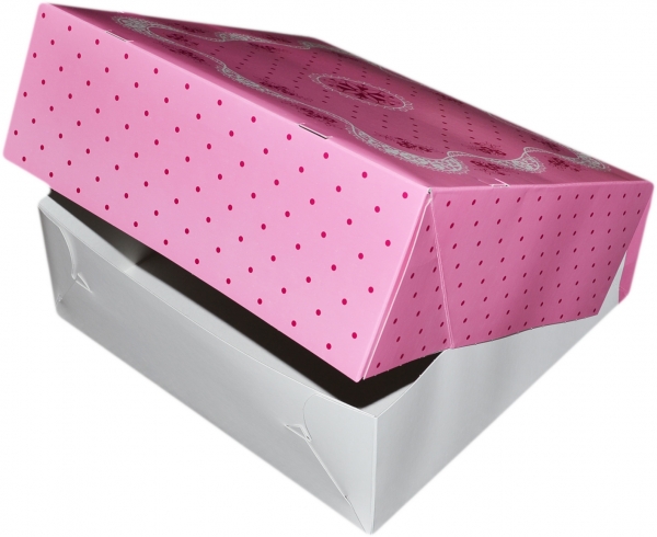 Tortenkarton pp pink / violett 1-teilig 320x320x110mm